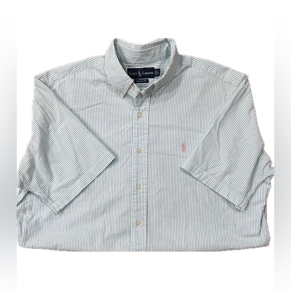 Ralph Lauren Men’s Button Down Short Sleeved Shirt Classic Fit Large